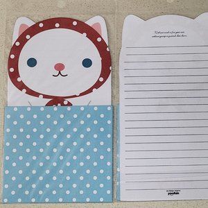 White Kitty Cat with red bonnet letter set